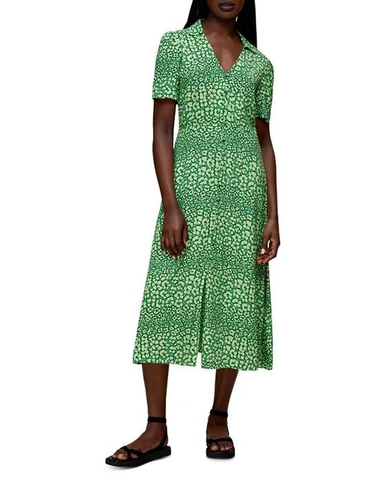 Fluro Leopard Print Midi Dress