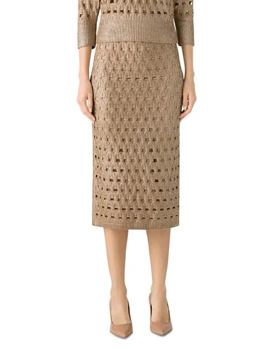 Foil Open Cable Knit Skirt