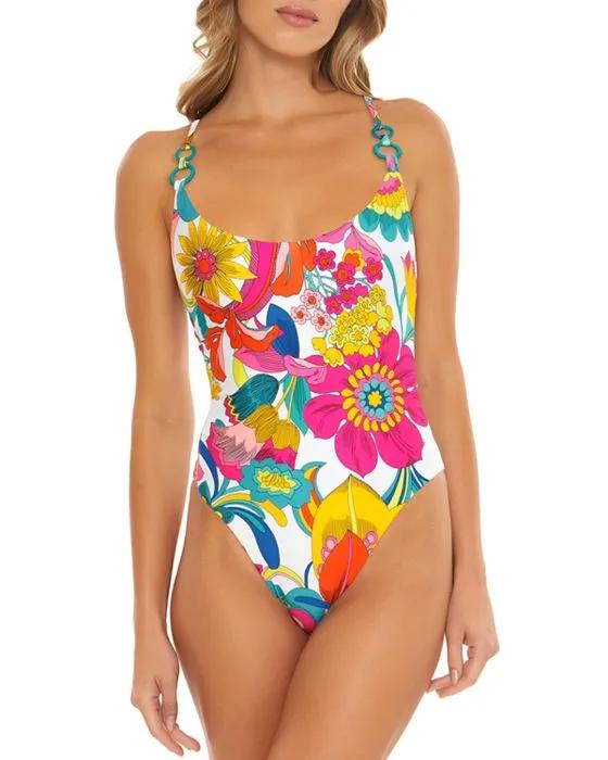 Fontaine Floral High Leg One-Piece Swimsuit