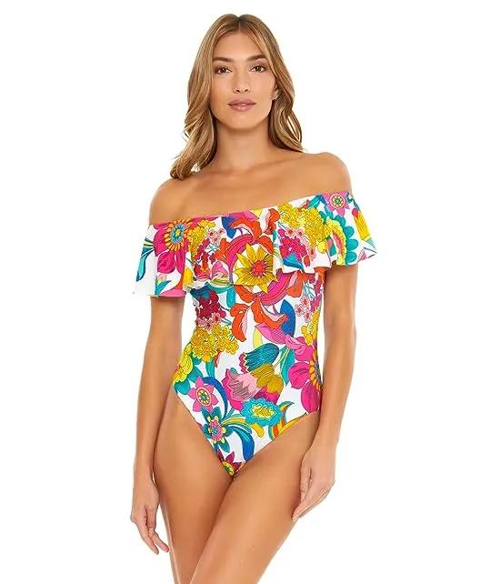 Fontaine Off-the-Shoulder Ruffle One-Piece