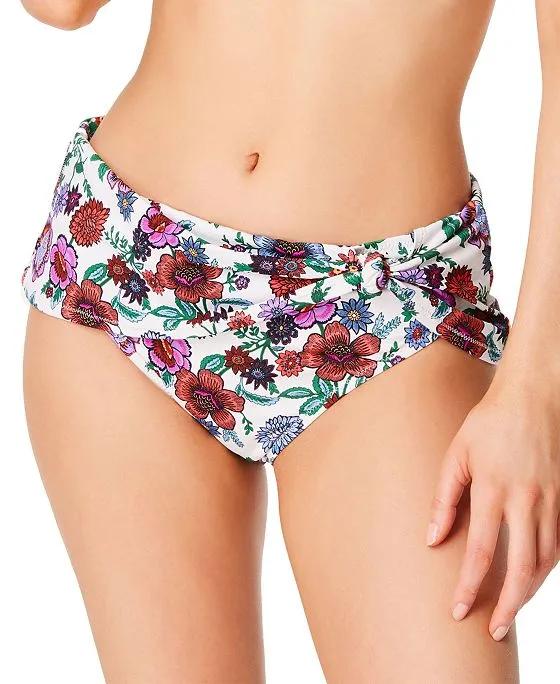 Forget Me Not Side Shirred Hipster Swim Bottoms
