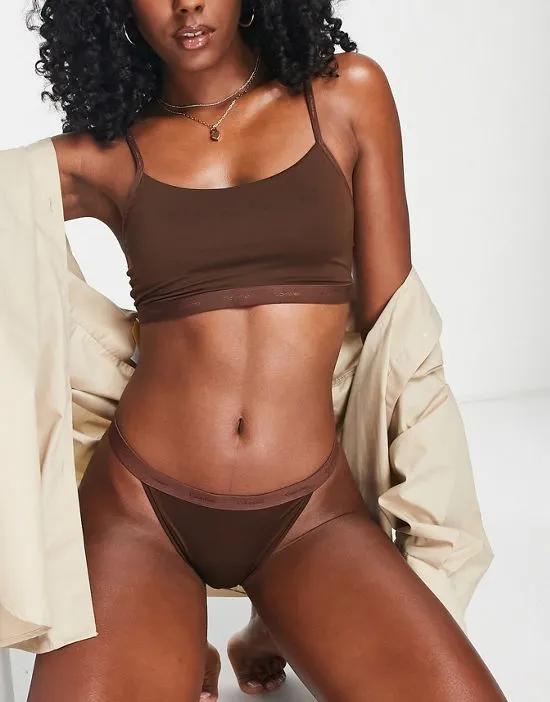 Form To Body unlined bralette with tonal logo in umber