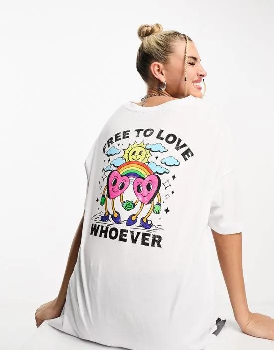 free to love whoever graphic t-shirt in white