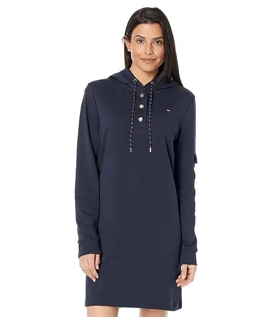 French Terry Snap Hoodie Dress