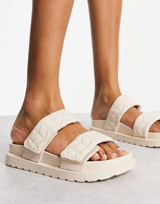 Frequency double strap footbed sandals in beige