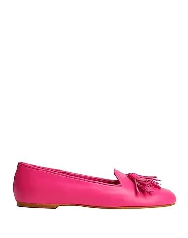 Fuchsia Leather Loafers LEATHER TASSEL SLIPPERS
