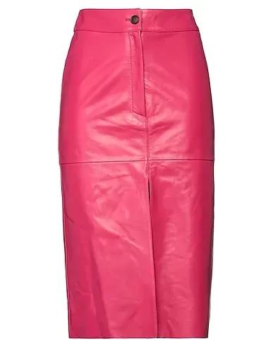 Fuchsia Leather Midi skirt