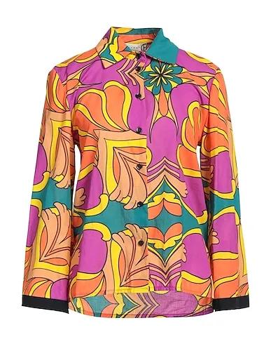 Fuchsia Plain weave Floral shirts & blouses