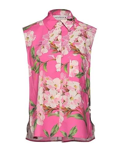 Fuchsia Plain weave Floral shirts & blouses