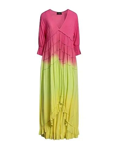 Fuchsia Plain weave Long dress
