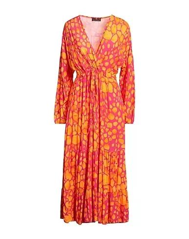 Fuchsia Plain weave Midi dress