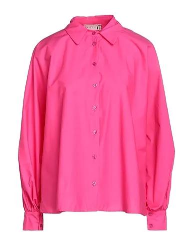 Fuchsia Plain weave Solid color shirts & blouses