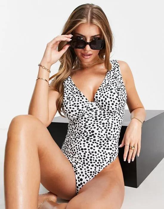 Fuller Bust Exclusive underwire swimsuit in polka dot