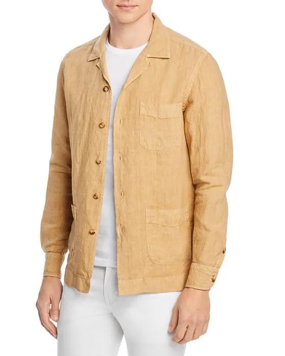 Garment Dyed Linen Slim Fit Overshirt