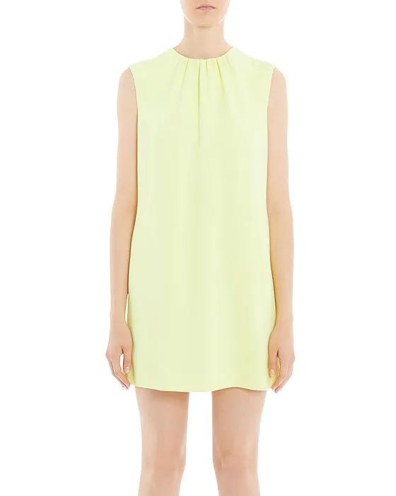 Gathered Neck Shift Mini Dress