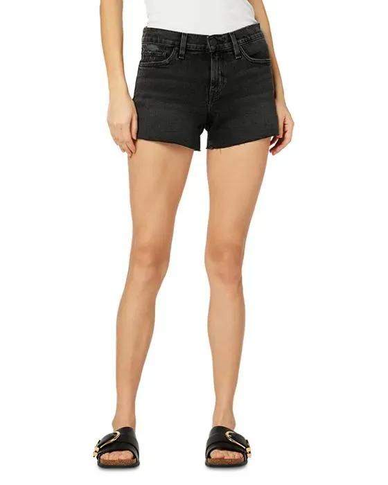 Gemma High Rise Jean Shorts in Jet Black