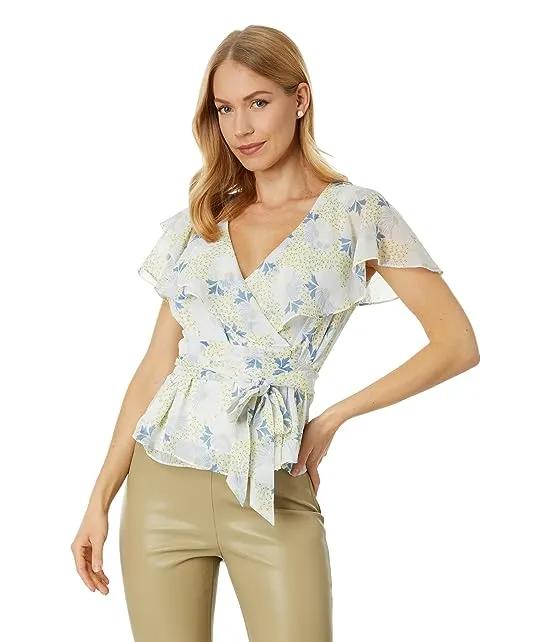 Gemmiaa Wrap Top with Ruffle Sleeves