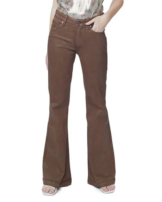 Genevieve High Rise Flared Jeans in Cognac Luxe Coating