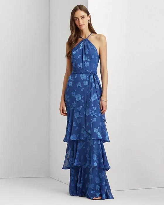 Georgette Floral Jacquard Gown 