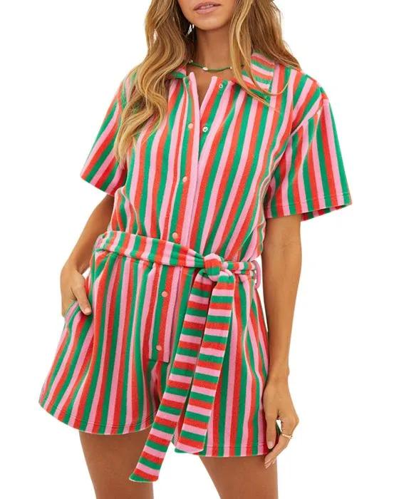 Gia Belted Terry Romper Swim Cover-Up