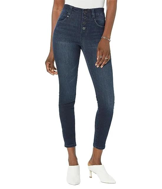Gia Glider Pull-On Exposed Button Fly Ankle Skinny in Cornell