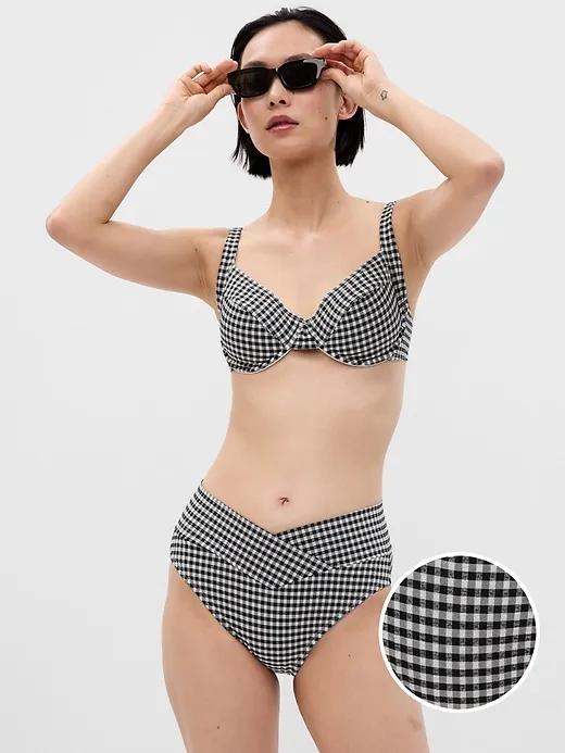 Gingham Crossover Bikini Bottom