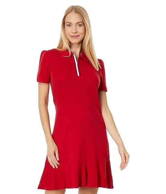 Global Short Sleeve Zip Polo Dress