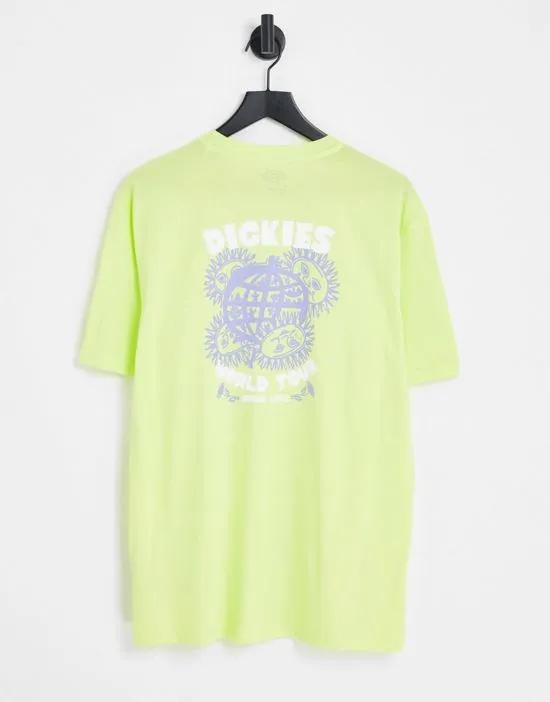 Globe back print T-shirt in lime green Exclusive to ASOS
