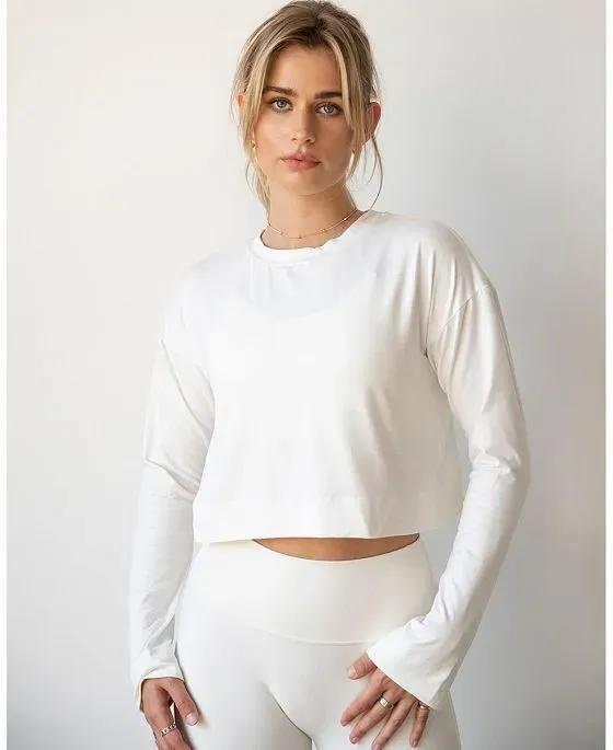 Go With The Flow Crop Long Sleeve Top for Women