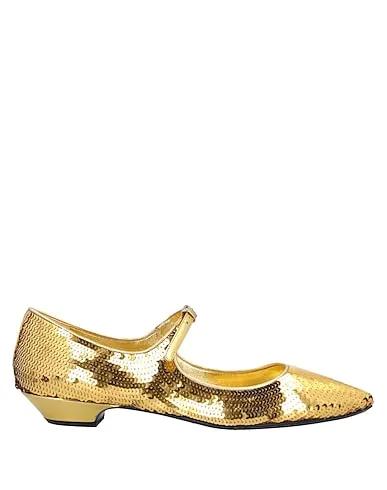 Gold Ballet flats