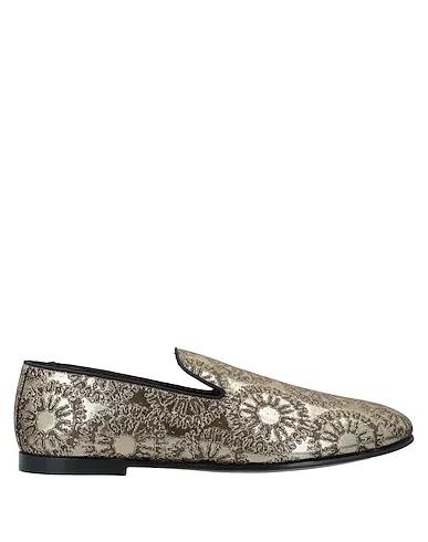 Gold Jacquard Loafers