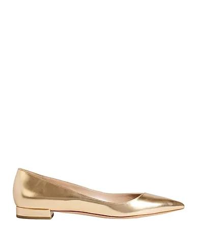 Gold Leather Ballet flats