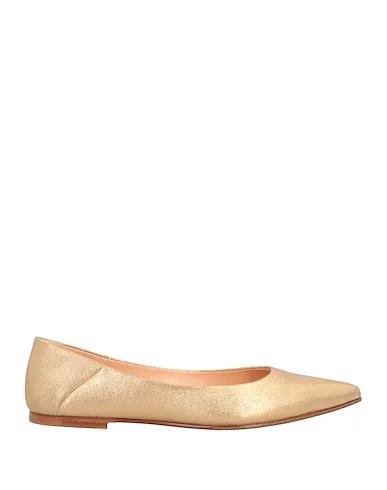 Gold Leather Ballet flats