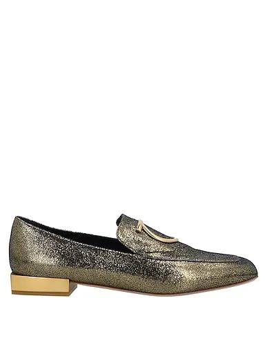 Gold Leather Loafers