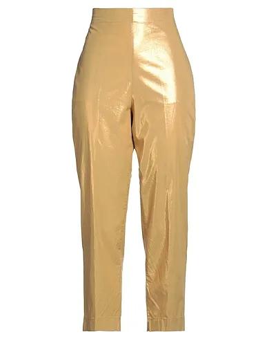 Gold Plain weave Casual pants