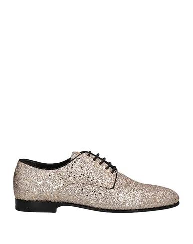 Gold Plain weave Laced shoes