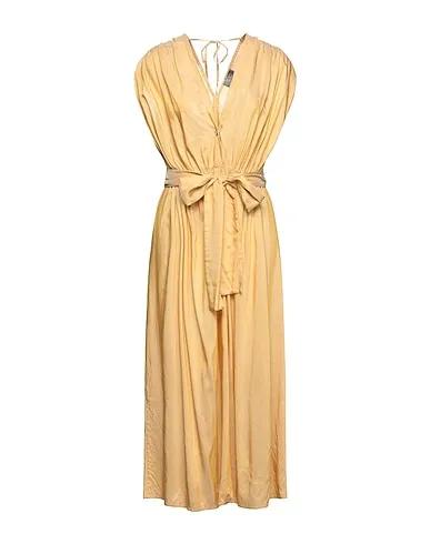 Gold Plain weave Midi dress