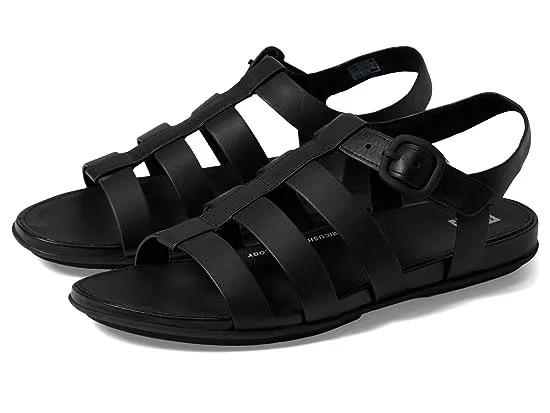 Gracie Rubber-Buckle Leather Fisherman Sandals
