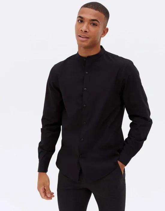 grandad collar shirt in black