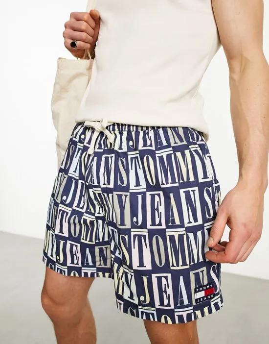 graphic logo shorts in multi