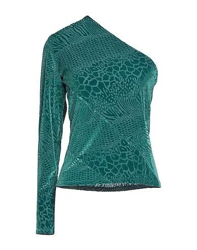 Green Chenille One-shoulder top