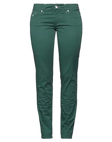 Green Cotton twill Casual pants