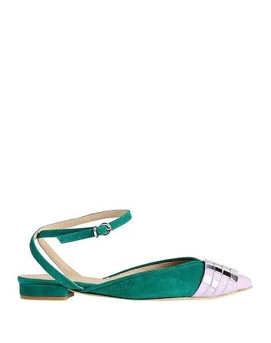 Green Leather Ballet flats