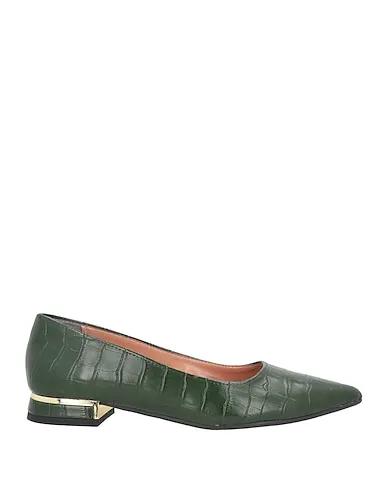 Green Leather Ballet flats
