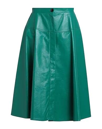 Green Leather Midi skirt