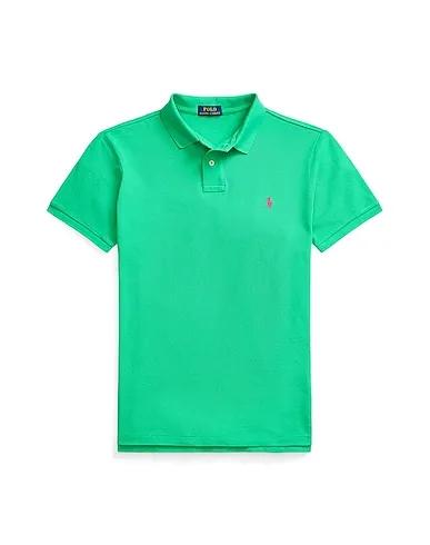 Green Piqué Polo shirt CUSTOM SLIM FIT MESH POLO SHIRT
