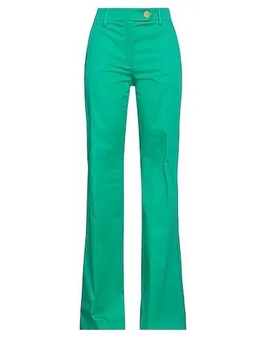 Green Plain weave Casual pants