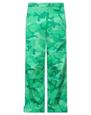 Green Plain weave Casual pants