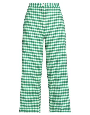 Green Plain weave Casual pants