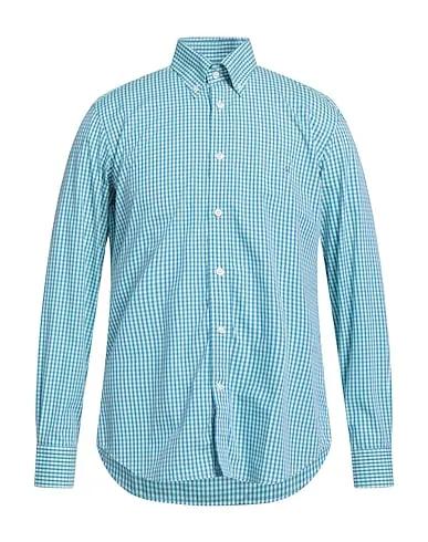 Green Plain weave Checked shirt